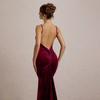 Fall Women's Fashion Sexy Temperament Velvet Pleated Waist Halter Dress