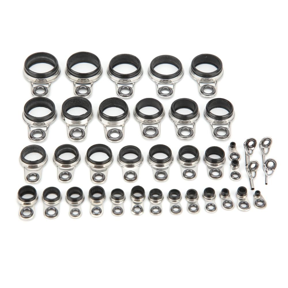 37PCS Multiple Sizes Fishing Rod Guides Stainless Steel Fishing Rod Eyes Ring  Rod Repair