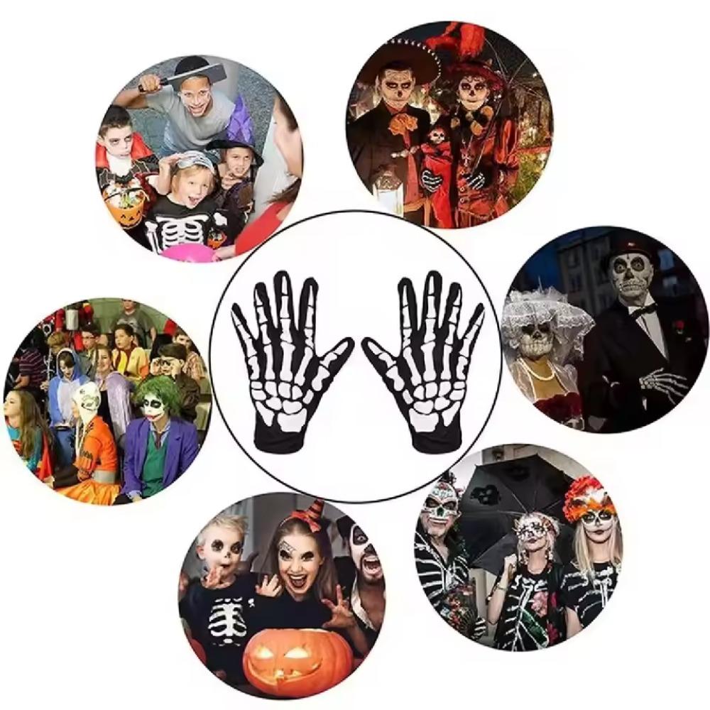 Short Halloween Ghost Gloves Halloween Cosplay Skeleton Performance Gloves Performance Prop Bones