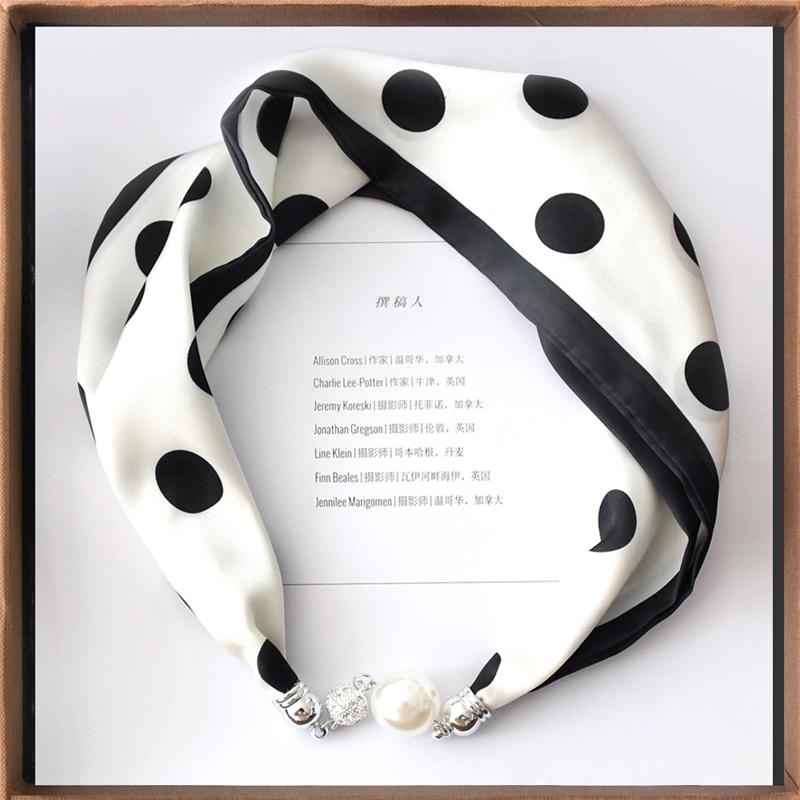 1pc Neckerchief Women Necklace Scarf Hand Wrist Magnetic Button Bag Scarves Scarves Print