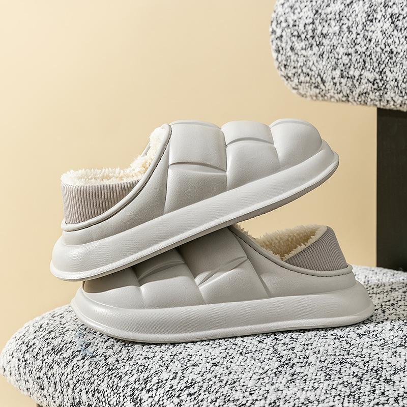 Winter platform cotton shoes women's new home bag heel waterproof outer wear couple plush cotton slippers men