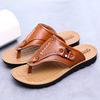 Men Summer New Casual Leather Slippers Clip Toe Beach Shoes Cowhide Sandals Soft Sole Fashion Breathable Waterproof Non-slip
