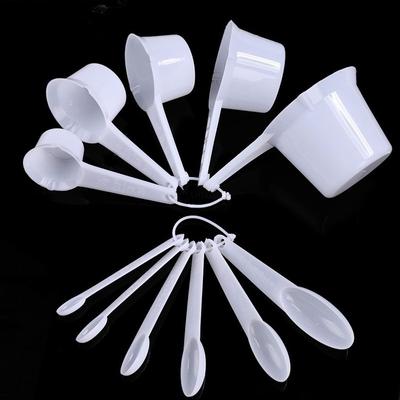 New 11 Pcs White Plastic Kitchen Measuring Measure Spoons Cups Tablespoon Sets