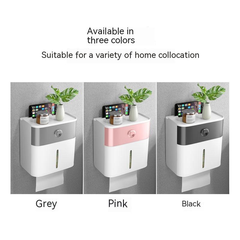 Toilet Tissue Box Toilet Paper Rack Toilet Wall-Mounted Creative Punch-Free Waterproof Toilet Paper Tissue Roll Box