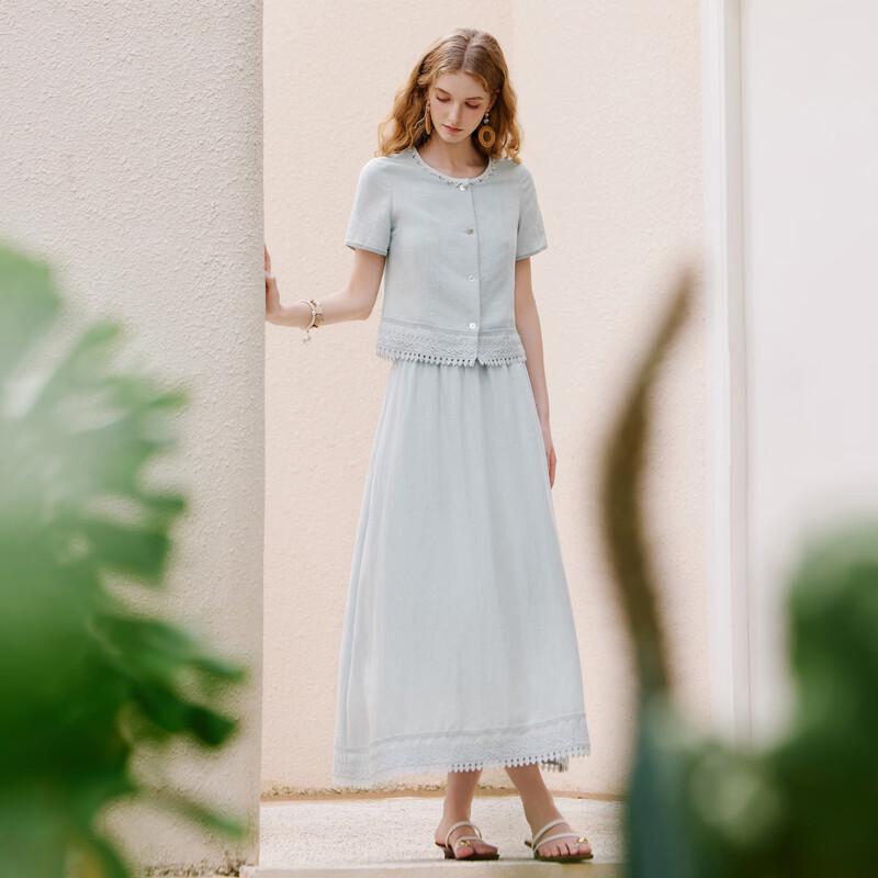 Women's Lace Embroidered Lyocell Blend Skirt Set