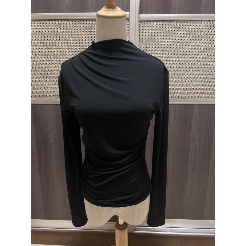 Solid Color Slim Fit Long Sleeved T-shirt for Women's Top