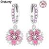 Orstarry 925 Silver Pink Cherry Blossom Earrings Handmade Jewelry Drop Dangle Earrings Gift for Women Party Anniversary