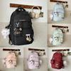 Color Solid Simple Letter Pattern Student Backpack With Decoration Pendant
