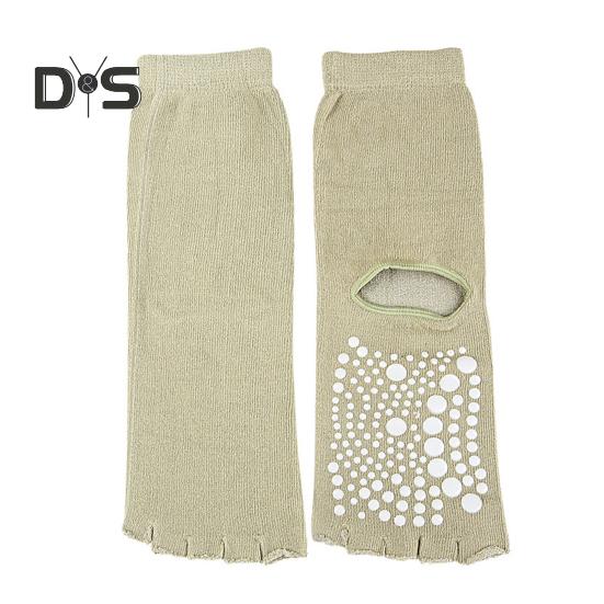 

1 пара носков для йоги без пальцев с нескользящей вставкой, дышащие, влагоотводящие, для балета, танцев, фитнеса, пилатеса, спорта, спортзала, открытые носки с пятью пальцами хаки