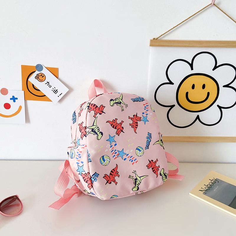 Adorable Cartoon Dinosaur Print Children's Backpack Lightweight Canvas School Bag