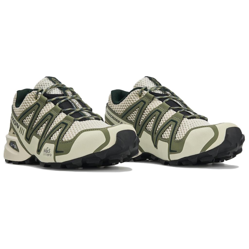 SALOMON Speedcross 3 Running Shoes Unisex Vanilla Rice/Moss Green/Scarab Black L49235100