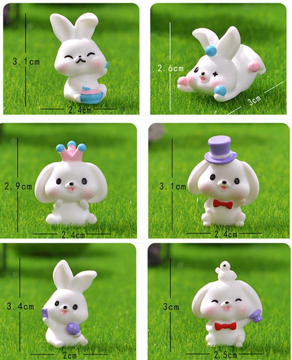 1/6 Figurine Miniature Funny Cute Rabbit Micro Landscape Ornaments For Hoom Decorations DIY Office Desk Accessories Room Decor