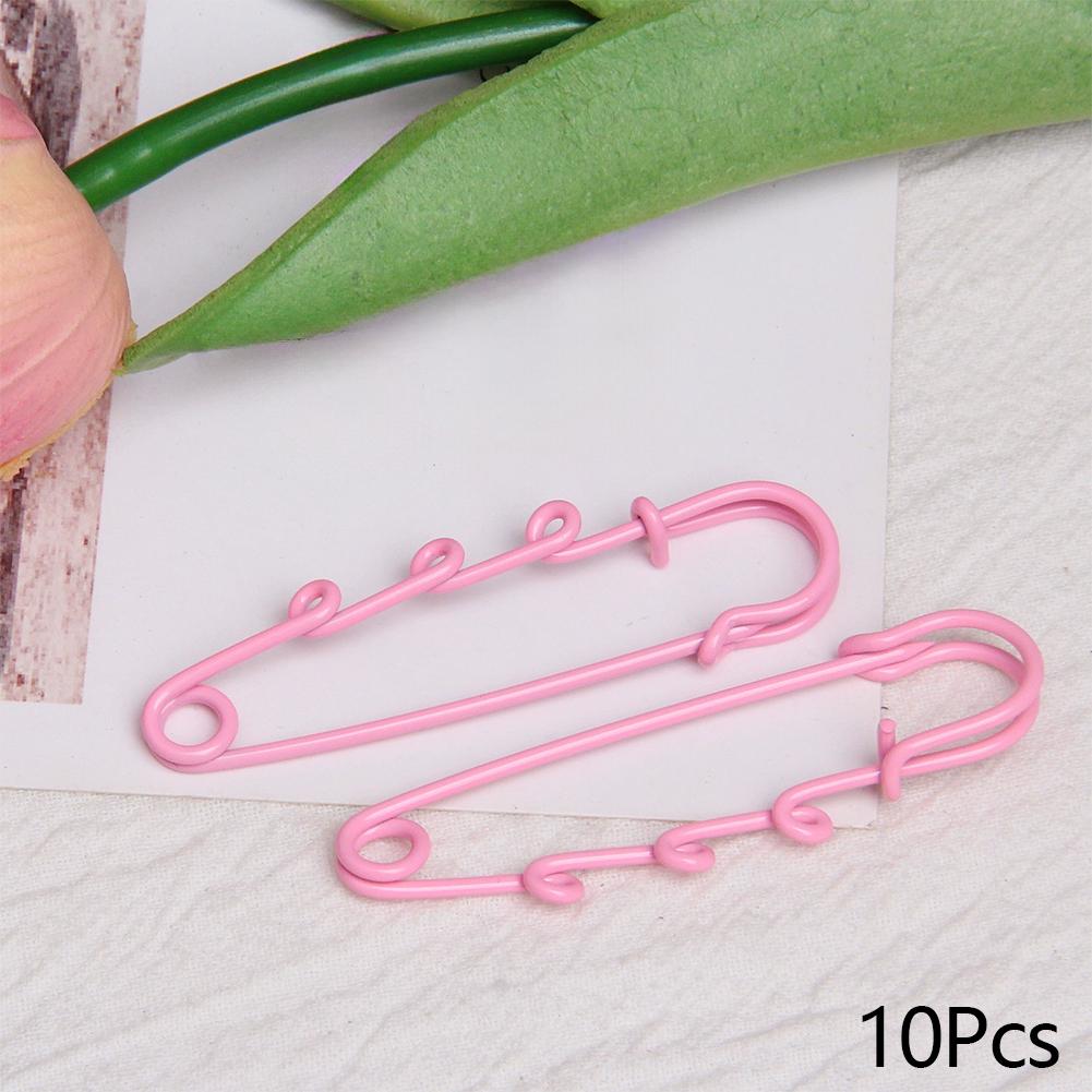 10pcs Metal Safety Pins Brooch Sewing Clothes Pins With 3Loops For Tags DIY Crafts Jewelry Making Findings