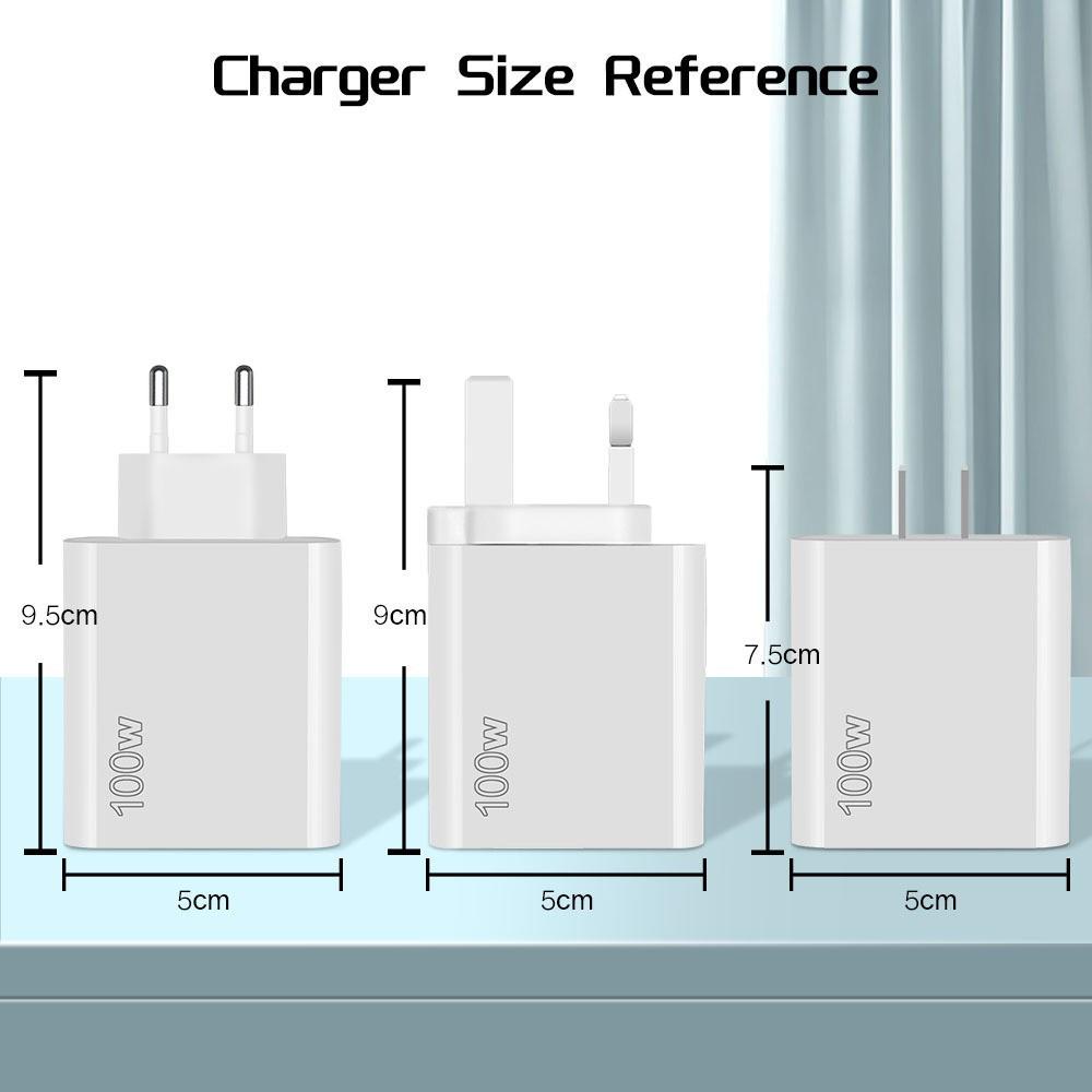 100W Multi-Port Fast Charger: Type-C PD+USB, EU/UK Plug, Compatible with iPhone 15