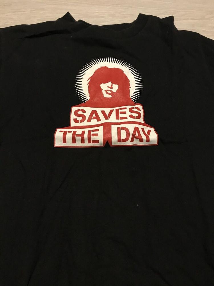 VTG Saves the Day Band Short Sleeve Cotton Black All Size Shirt BT147 L