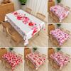 Valentines Day Tablecloth Waterproof Pink Red Heart Pattern Romantic Dinner Date Washable Kitchen Table Cover Wedding Decoration