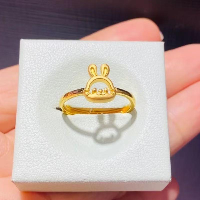 Women s Cute Golden Rabbit Ring - Niche Design, Sweet & Openable