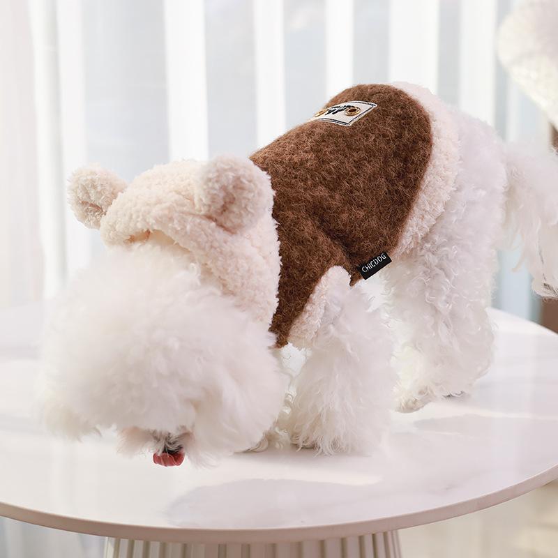 Haustier Plüschbär Mütze Mantel Herbst/Winter Kapuzenpullover Teddybär Yorkshire Kleine Hunde Wintermantel Dicker Mantel Welpenkleidung