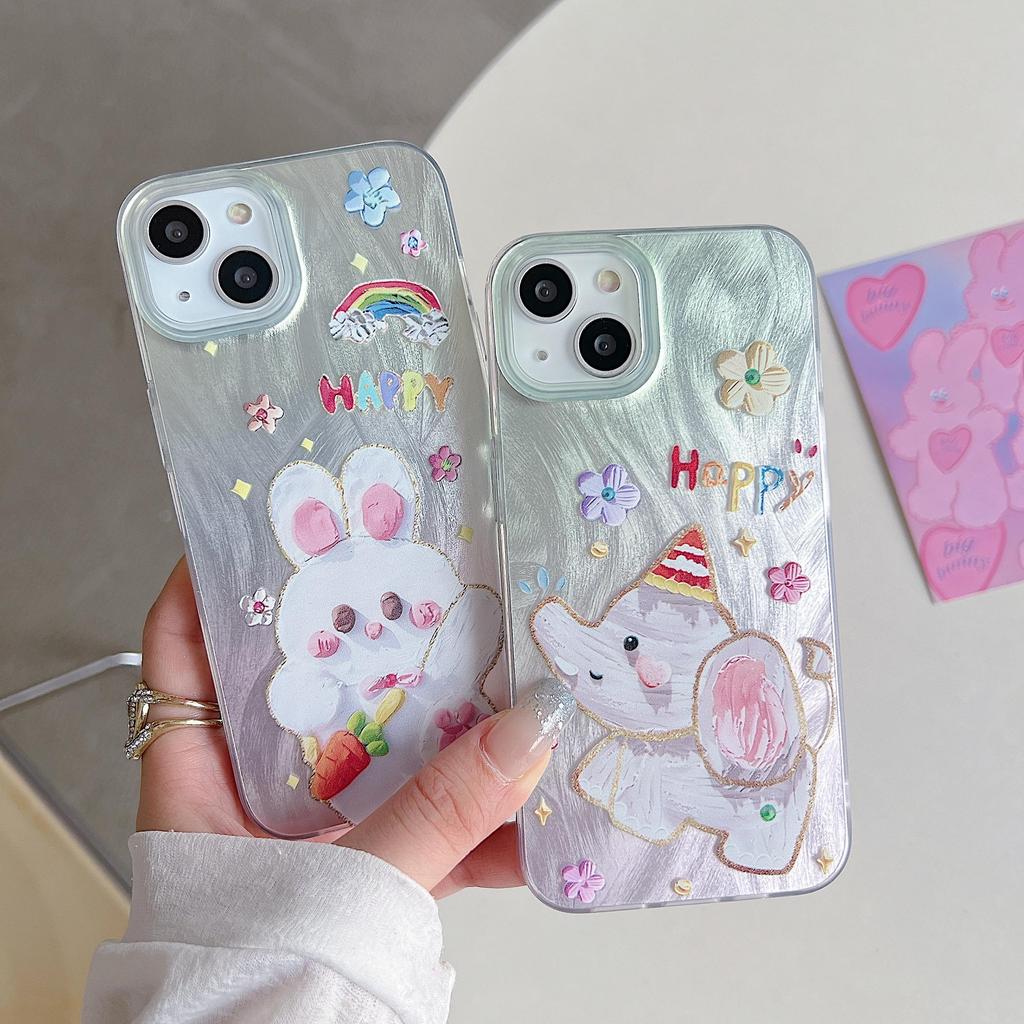 Etui silikonowe Laser Elephant Bunny do Xiaomi Redmi Note 12 11 Samsung A54 A24 A14 Oppo A78 A58 A38 Tecno Spark 10 Funda malowane etui miękkie etui TPU