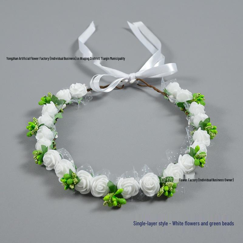 

Small PE Rose Flower Headband for Bridesmaid Photography and Decoration
