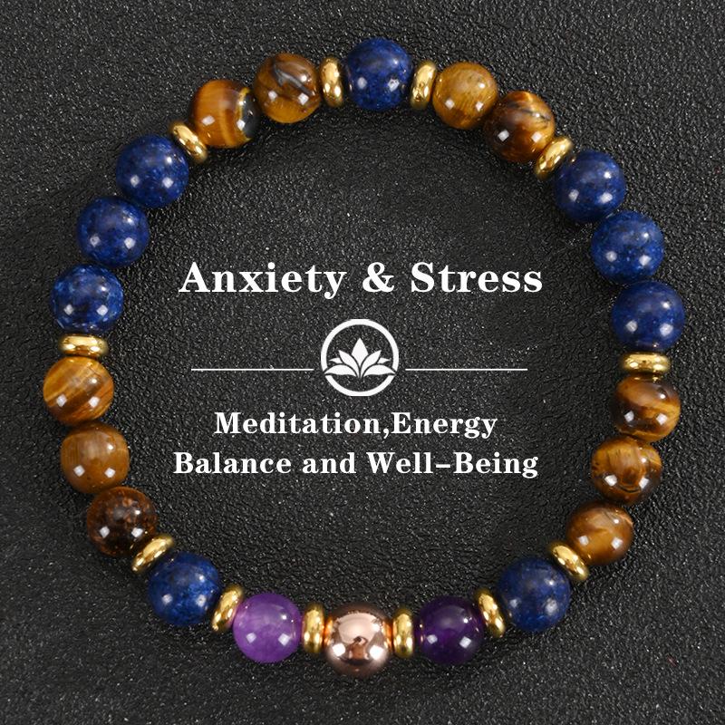 2025 Tiger Eye & Green Crystal Elastic Cord Wealth Bracelet - Handmade Jewelry