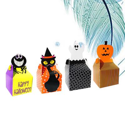 24 Pcs Halloween Candy Cookie Box Creative Storage Box for Halloween Party Cats Spiders Ghosts Pumpkins Pattern