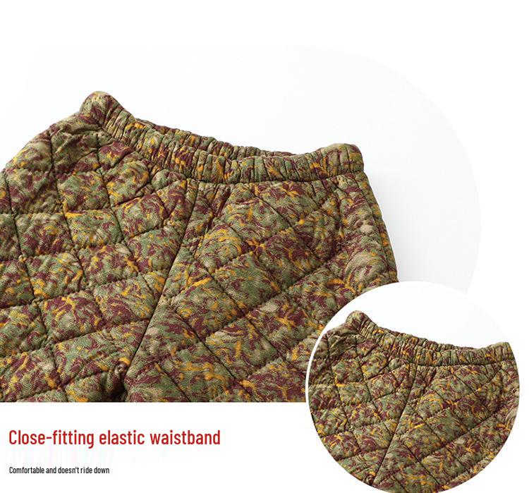 Mom's Winter Home Wear: Velvet & Thick Cotton Two-Piece Set for Middle-Aged & Elderly Women - Warm Jacket & Pants