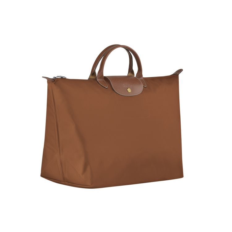 Longchamp Le Pliage 45 Large Cowhide Short Handle Foldable Dumpling Travel Bag Women bags Cognac 1624089504