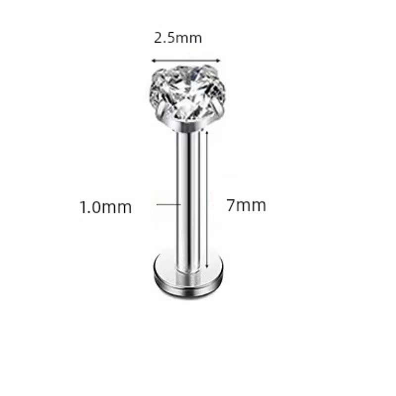 

Anti-Allergy Fashion Zircon Mini Girl Ear Bone Stud Thick 1mm steel color long 7mm 2.5mm white drill