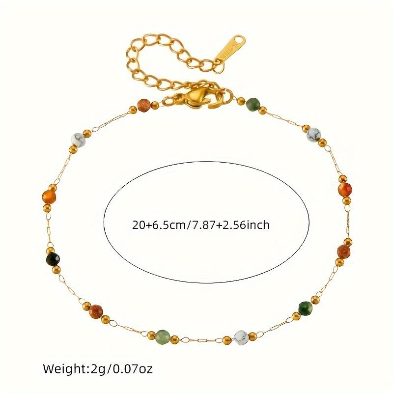 Tobillera de Tono Dorado con Piedras Naturales Multicolor – Joyería Boho Delicada de Cuentas para Mujeres, Ajustable, Regalo de Verano para la Playa