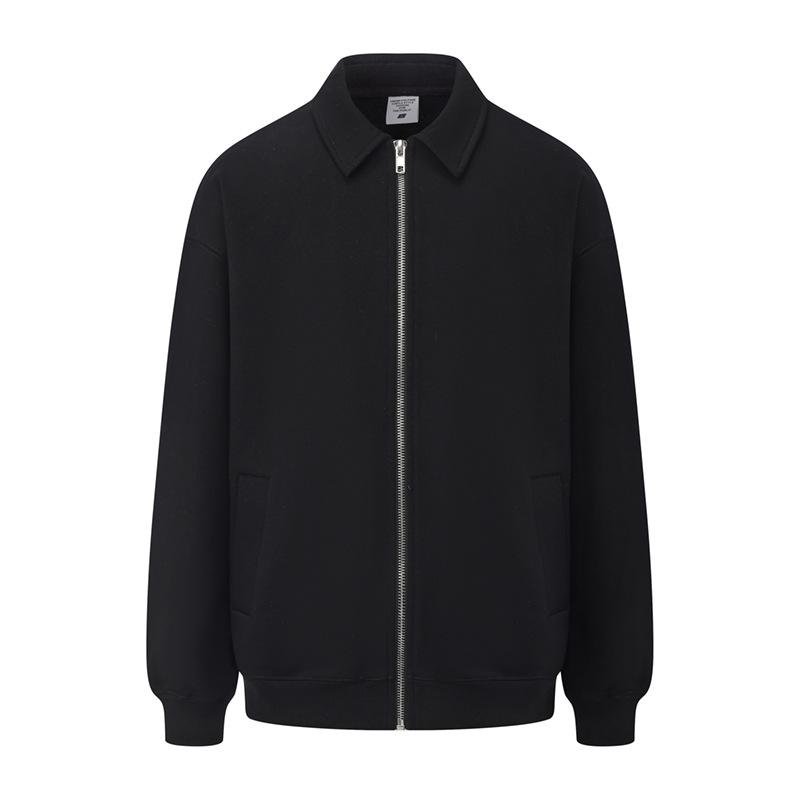 Completo con Felpa con Cappuccio e Pantaloni della Tuta Streetwear Americano 430G Fodera in Pile Collo a Polo Zip-Up Tuta Casual
