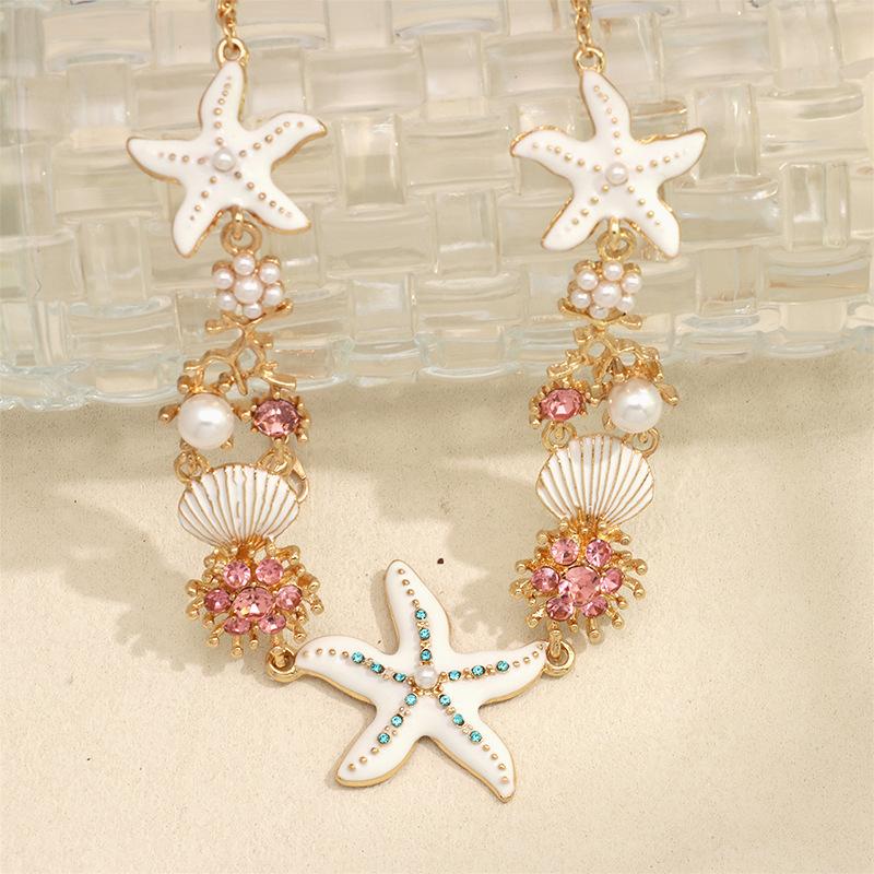 New seaside vacation style starfish shell necklace for women niche exquisite light luxury high beauty versatile collarbone chain