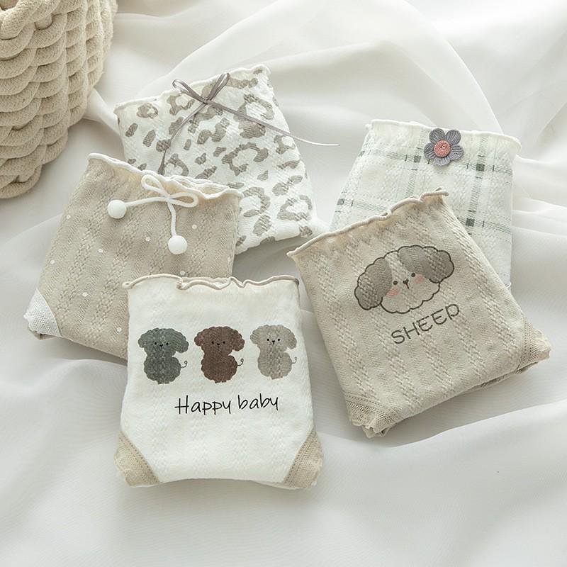 

Женские хлопковые трусы-слипы большого размера с мультяшным принтом - Дышащие, Антибактериальные, Удобные и Подходящие для студенток. L