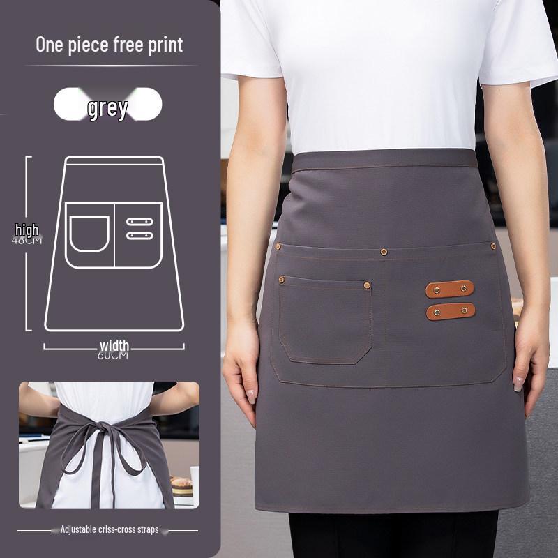 Custom Waterproof Canvas Waist Apron with Logo for Catering, Milk Tea Shops, Baristas