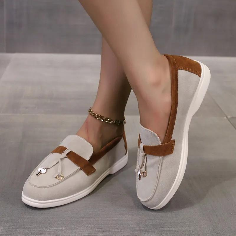 2024 Hot-selling New Slip-on Color-blocked Women's Loafers Women's Spring and Autumn Casual Flat Shoes Single Shoes Plus Size
