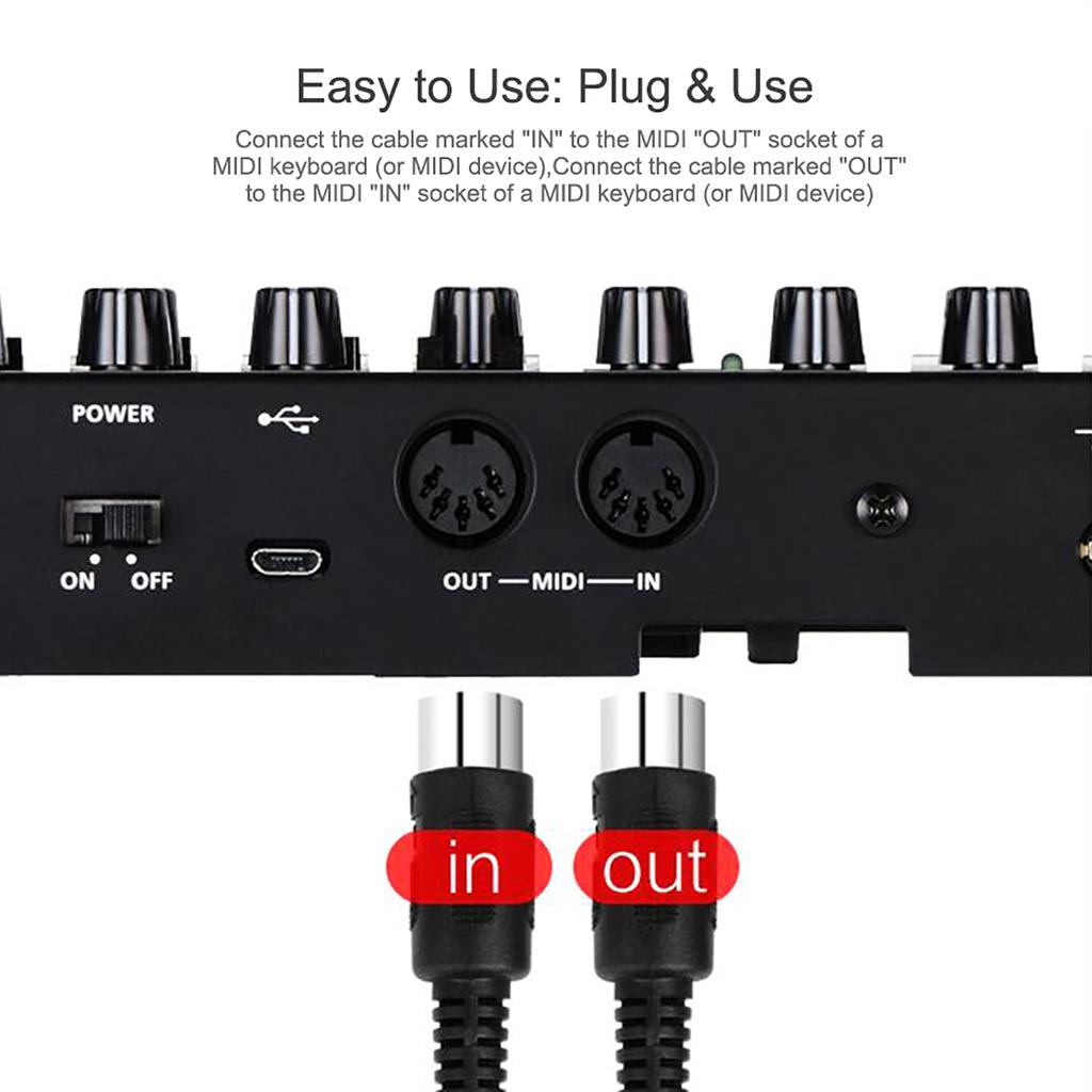 Universal MIDI to USB in OUT Cable Converter Line LED Indicator Electronic Music Accessory