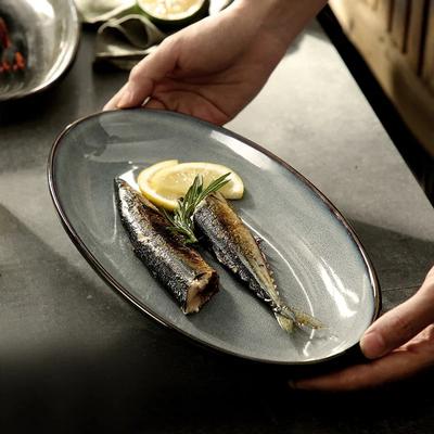 High-value Creative Japanese Fish Plate New Large Oval High-end Ceramic Plate Commercial Household Deep Dish Serving Platter