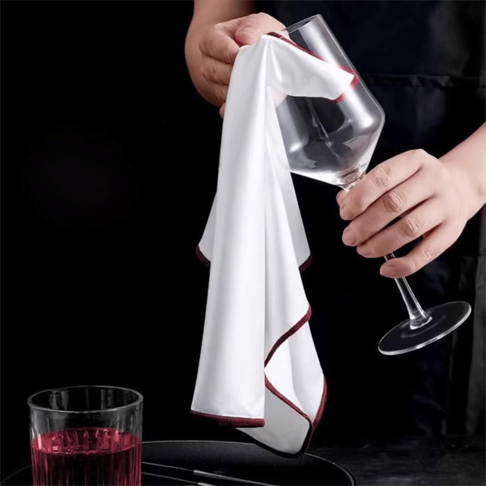 3PCS No Shedding Microfiber Wine Glasses Wipe Leaves No Trace Glasses Lens Cloth Bar