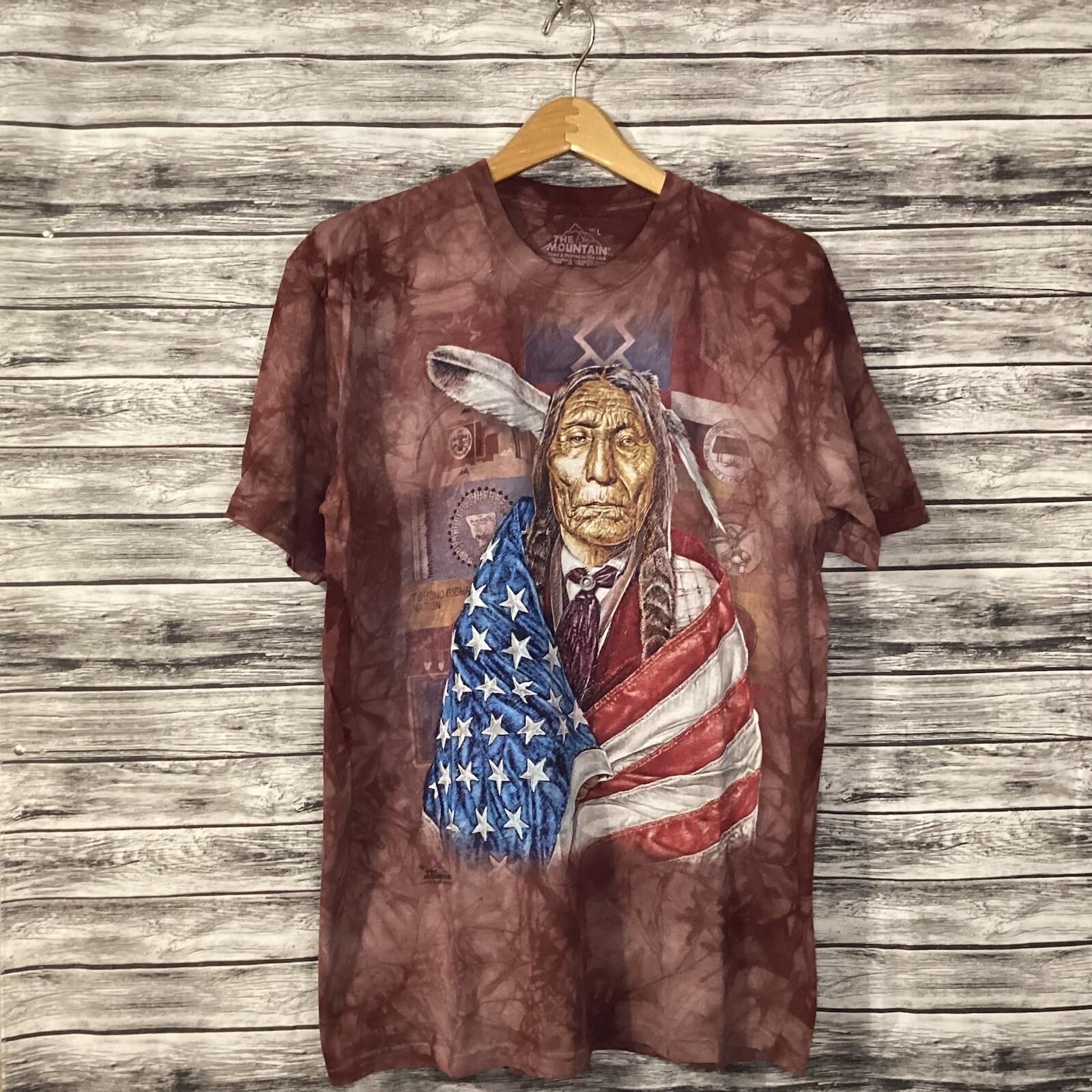 The Mountain Shirt Mens Large Burgundy Tye Die Native American Graphic Tee Unisex T-Shirt XXXXL