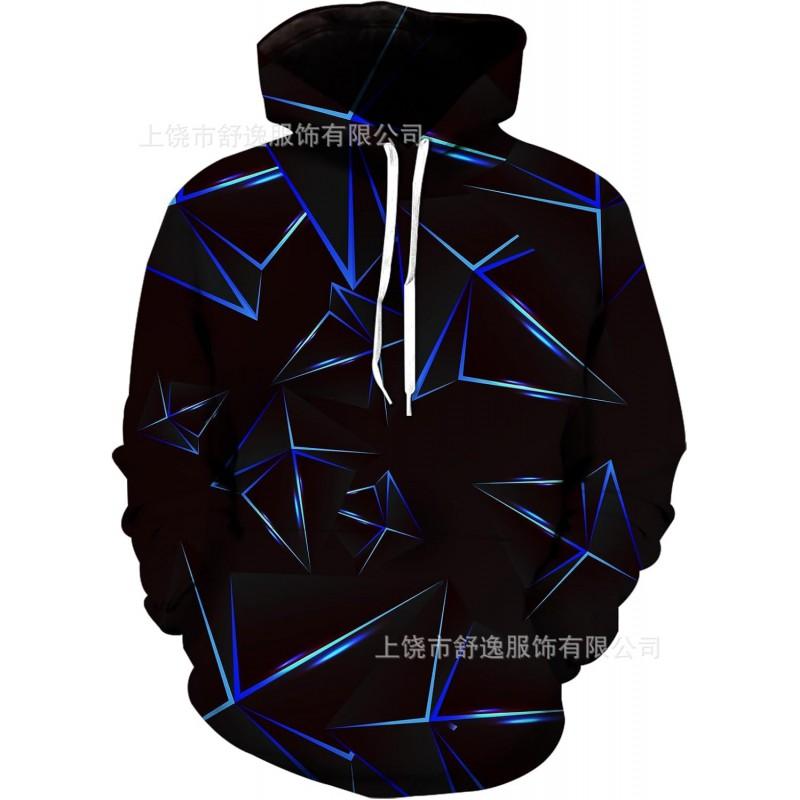 Mens Oversized Hooded Sweatshirt With Digital Print Casual Long Sleeve Top