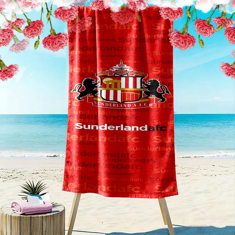 Ręcznik plażowy z nadrukiem logo Sunderland Association Football Club, Duży miękki szybkoschnący ręcznik na plażę, kemping, basen