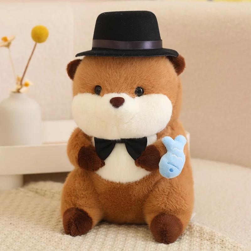 30cm Cartoon Otter With Hat Fish Plush Toys Cute Soft Lovely Stuffed Pillows Dolls For Birthday Festival Gift