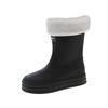 Medium rain boots women's non-slip short rubber shoes fleece warm water shoes kitchen work shoes women's lightweight platform rain shoes