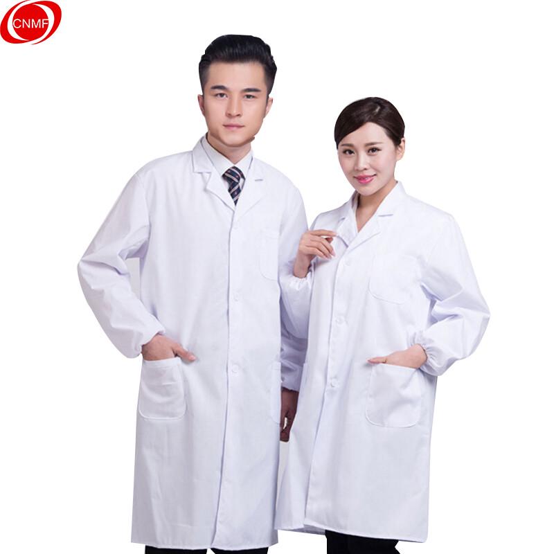 Unisex Long-Sleeved White Lab Coat Work Uniform L (170cm)
