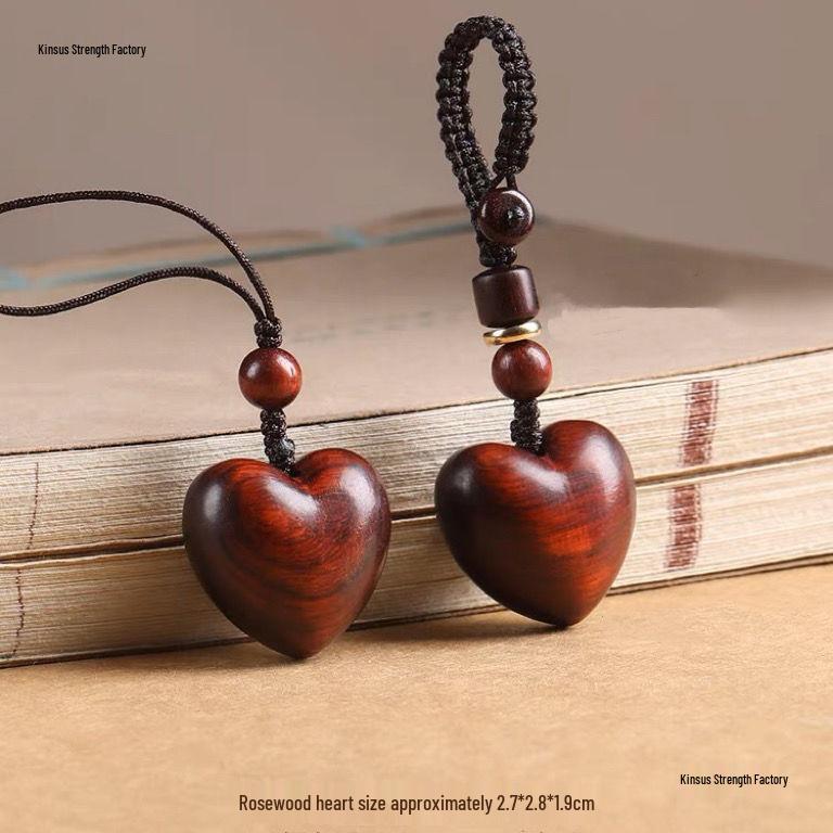 Rosewood Heart Keychain & Phone Charm for Men and Women