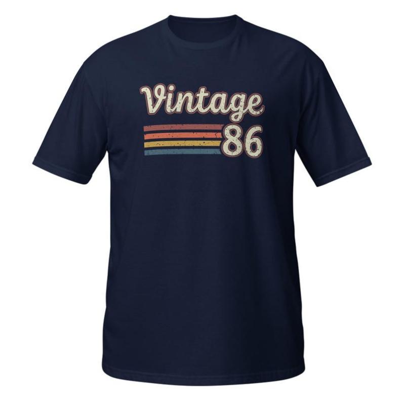 1986 Vintage 40th Birthday Printed TShirt Tops Softstyle Cotton Gift Retro Style Unisex Adult Tee Fashion Regular Short Sleeve