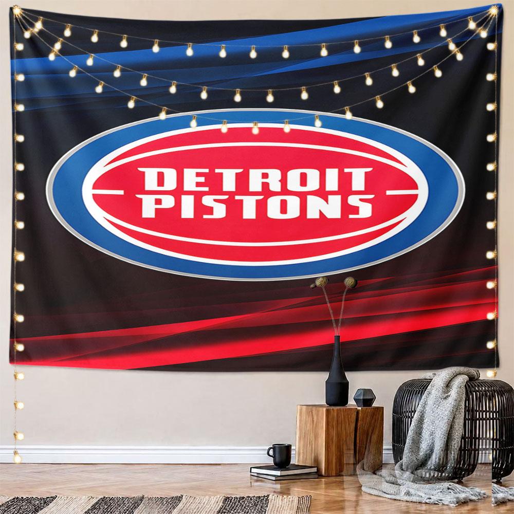 "Detroit Pistons Basketball Logo Design" Pattern Wall Hanging Tapestry Decorative Tapestry Home Decor for Bedroom and Living Room