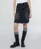 CHICKS Western Mood Cut Denim Midi Skirt Black
