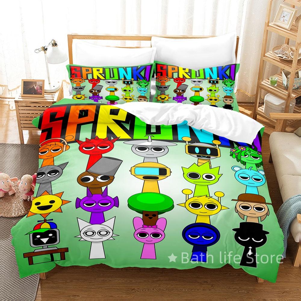 Sprunki Bedding Sets 3D Printed Cartoon Incredibox Duvet Cover Sets Single Twin Double Queen King Size Soft Polyester Music Game