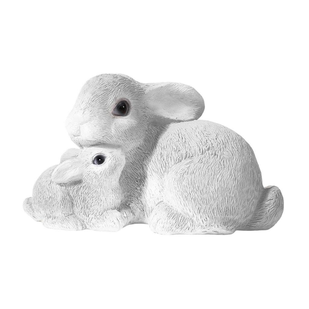 Mini Rabbit Figurine Resin Bunny Statue Animal Ornament for Indoor Outdoor Yard Balcony Easter Home Dollhouse Miniatures